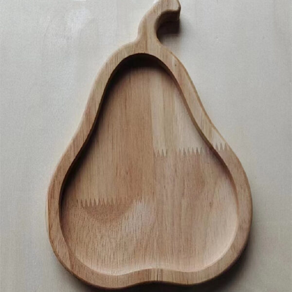 Wooden snack tray set with squirrel, apple, acorn, and pear designs in a neutral color palette.