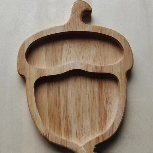 Wooden Snack Tray Set featuring Squirrel, Apple, Acorn & Pear, made of natural wood.