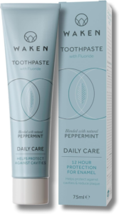 Waken Peppermint Fluoride Toothpaste - Vegan, Recycled Tube, Cavity Protection - Eco Crest